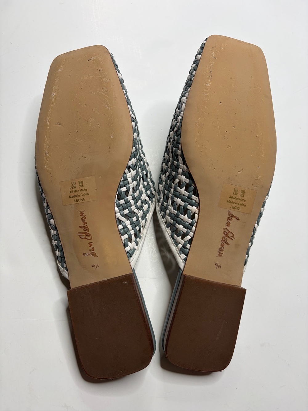 Sam Edelman Leona Gray & White Woven Slide Mules Size 9.5 - Picture 14 of 15